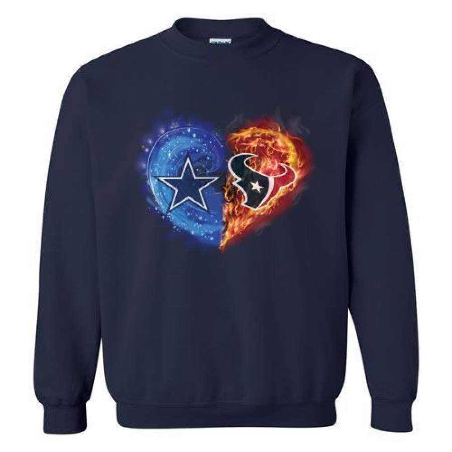 Dallas Cowboys Houston Texans Heart Sweatshirt