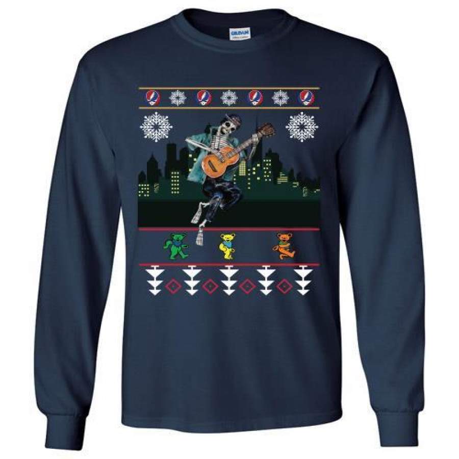 Grateful Dead Skeleton Guitarist Christmas Long Shirt