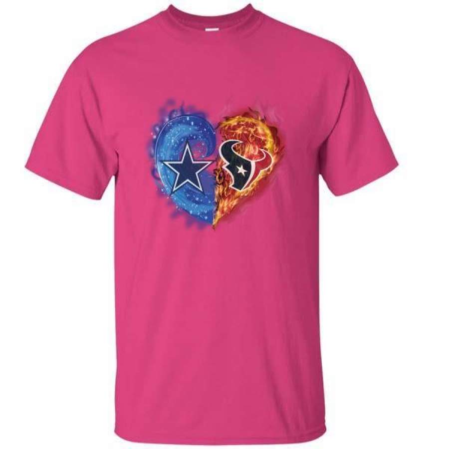 Dallas Cowboys Houston Texans Heart T-Shirt