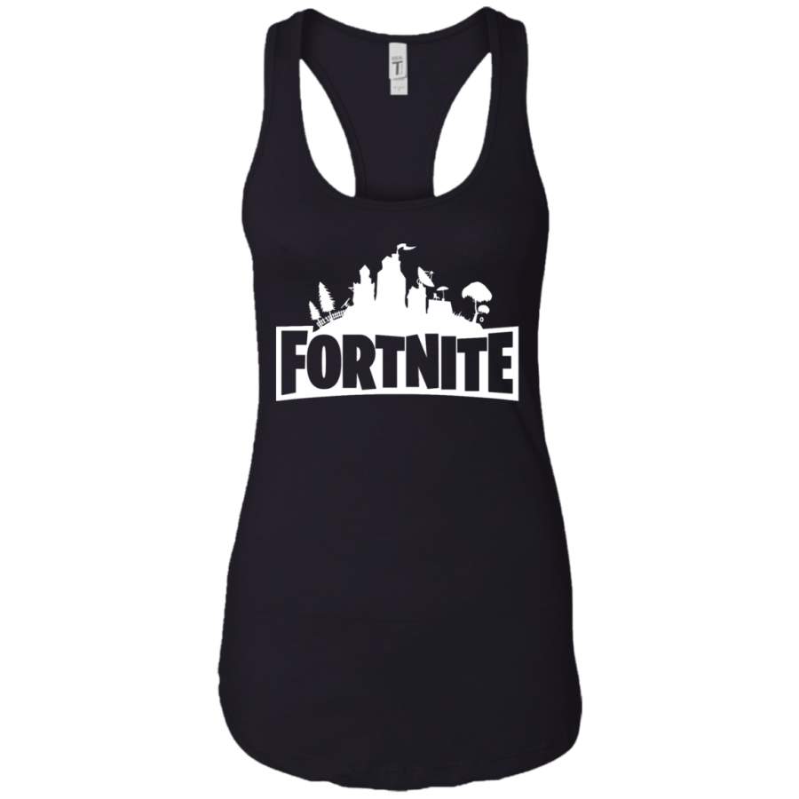 Fortnite Battle Royale Skyline logo black Ladies Tank