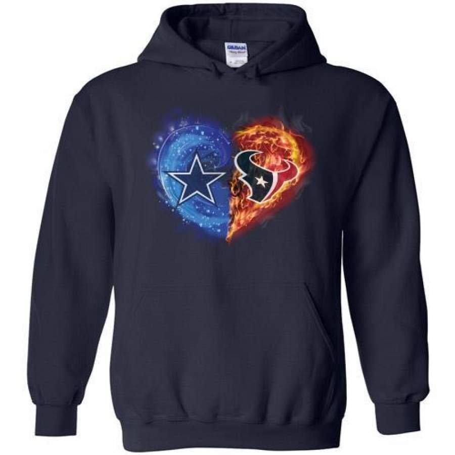 Dallas Cowboys Houston Texans Heart Hoodie