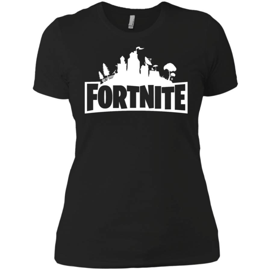 Fortnite Battle Royale Skyline logo black Ladies’ T-Shirt