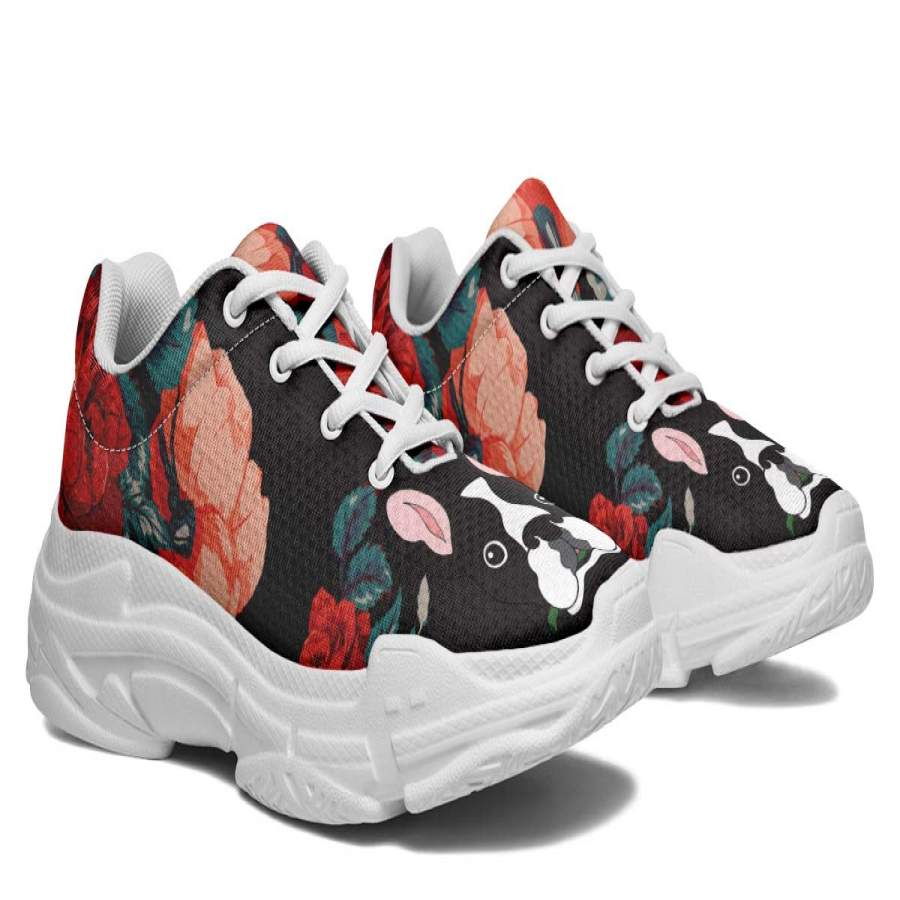 Boston Terrier Rose Chunky Sneakers