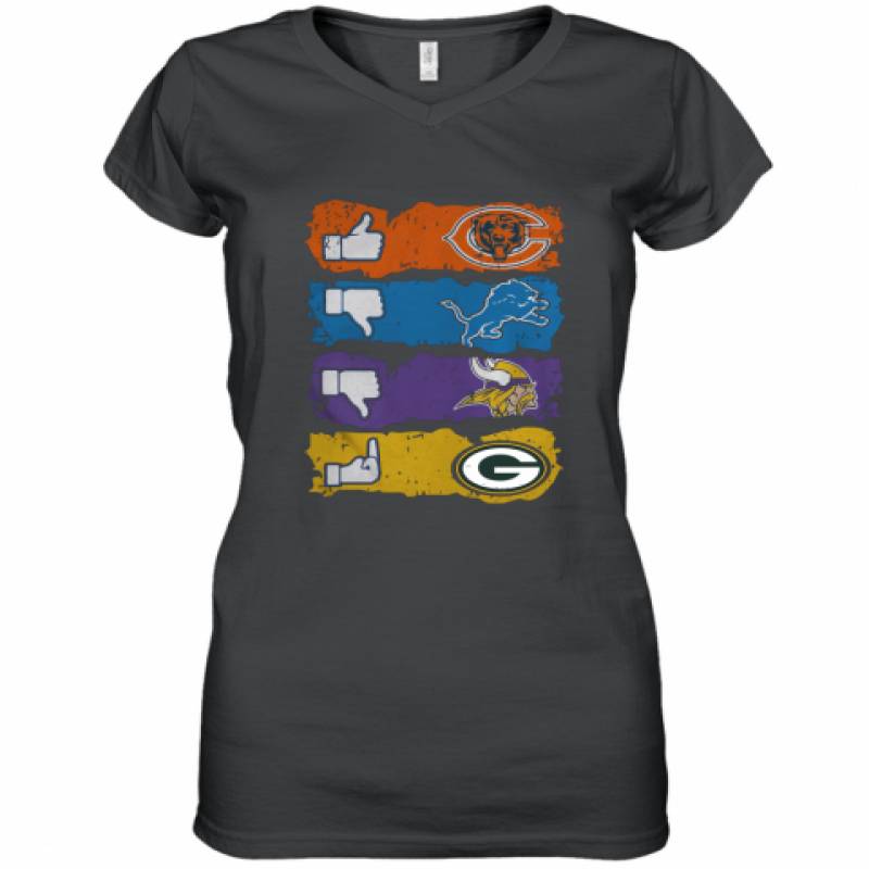 Chicago Bears Minnesota Vikings Detroit Lions and Green Bay Packers shirt Women’s V-Neck T-Shirt