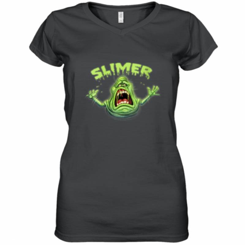 Ghostbusters Slimer Neon Portrait shirt Women’s V-Neck T-Shirt