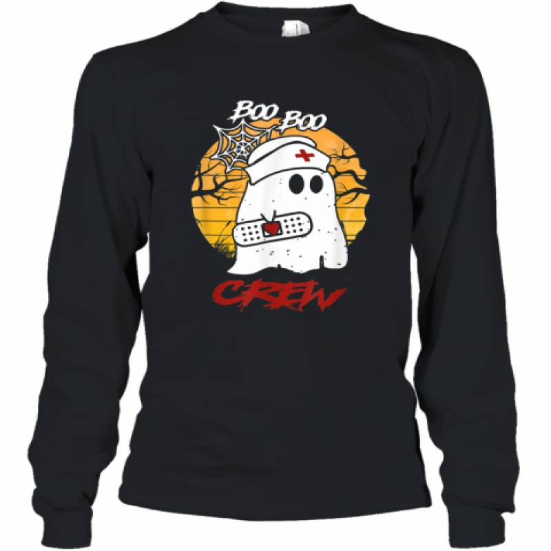 Boo Boo Crew Nurse Ghost Shirt Halloween Costume Long Sleeve T-Shirt