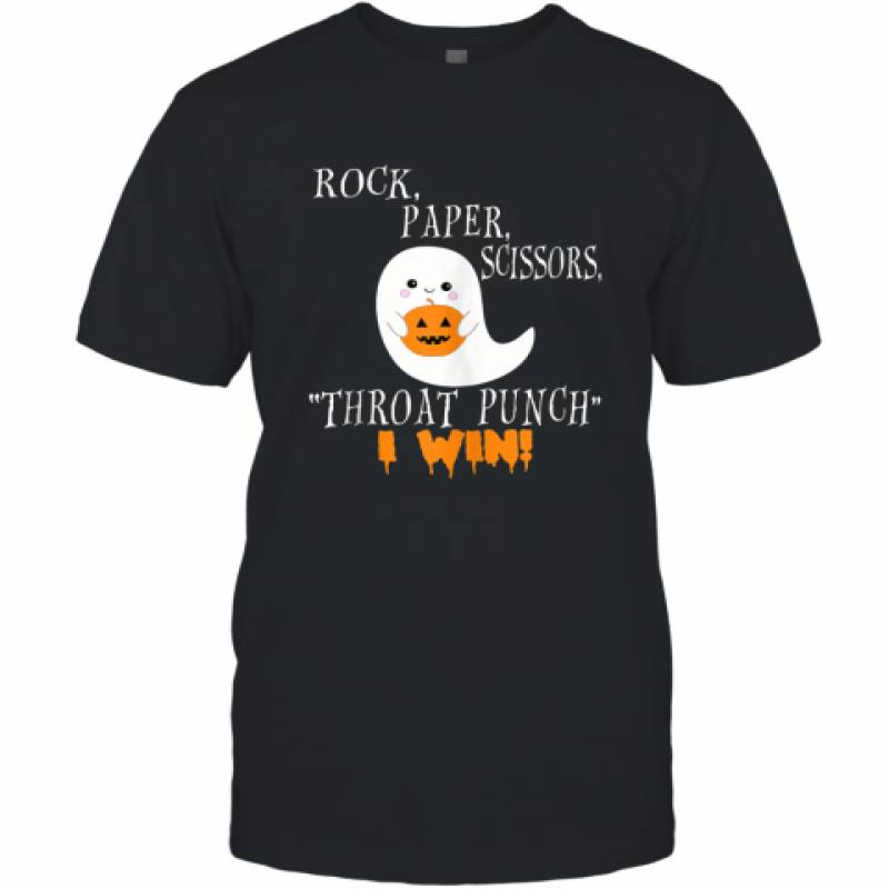 Halloween Ghost Rock Paper Scissors Throat Punch I Win shirt T-Shirt