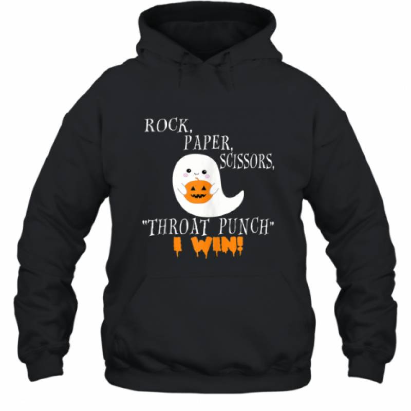 Halloween Ghost Rock Paper Scissors Throat Punch I Win shirt Hoodie