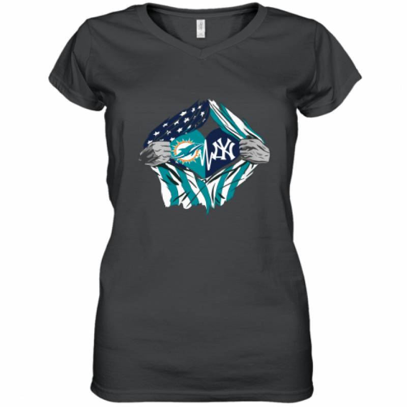 Blood Inside Me Dolphins And Yankees Shirt Women's V-Neck T-Shirt