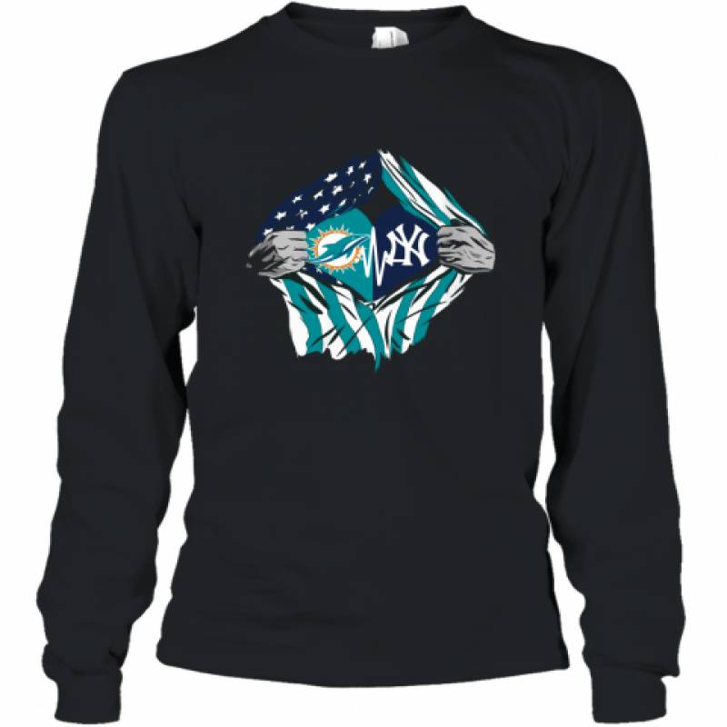 Blood Inside Me Dolphins And Yankees Shirt Long Sleeve T-Shirt