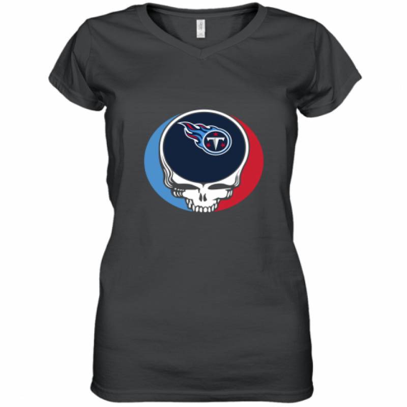 Halloween Skull Funny Football Team Tennessee Titans shirt Women's V-Neck T-Shirt