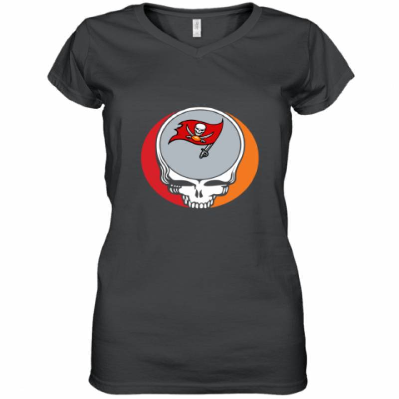 Halloween Skull Funny Football Team Tampa Bay Buccaneers shirt Women's V-Neck T-Shirt