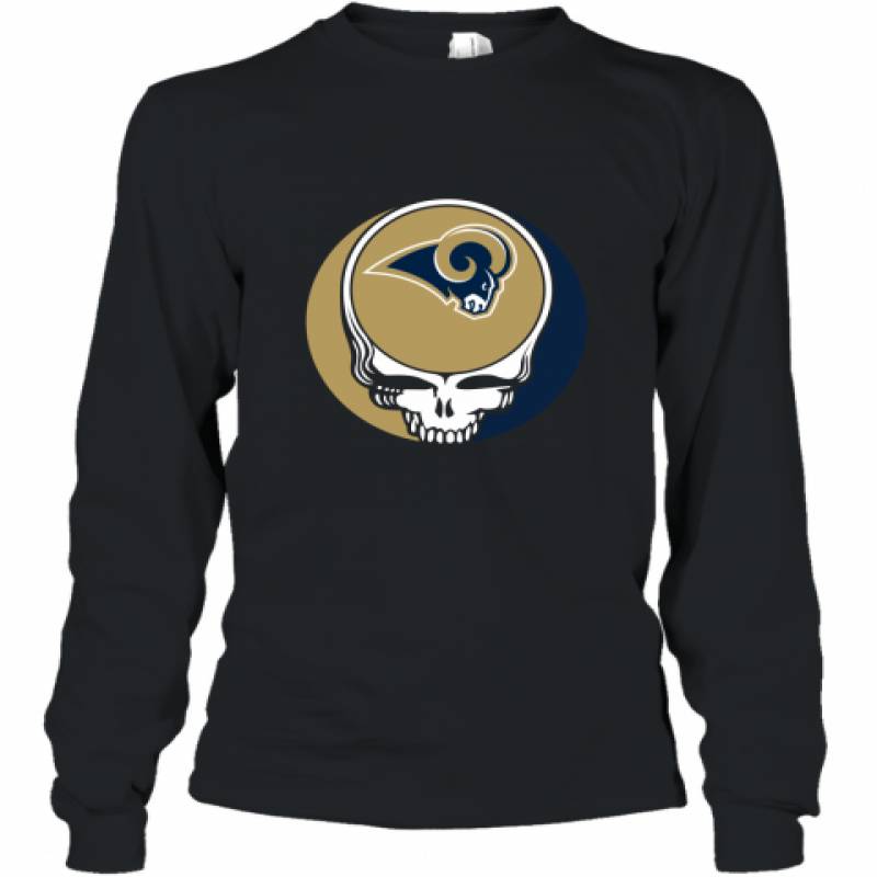 Halloween Skull Funny Football Team Los Angeles Rams Long Sleeve T-Shirt