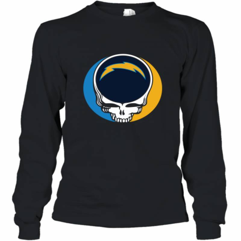 Halloween Skull Funny Football Team Los Angeles Chargers Long Sleeve T-Shirt