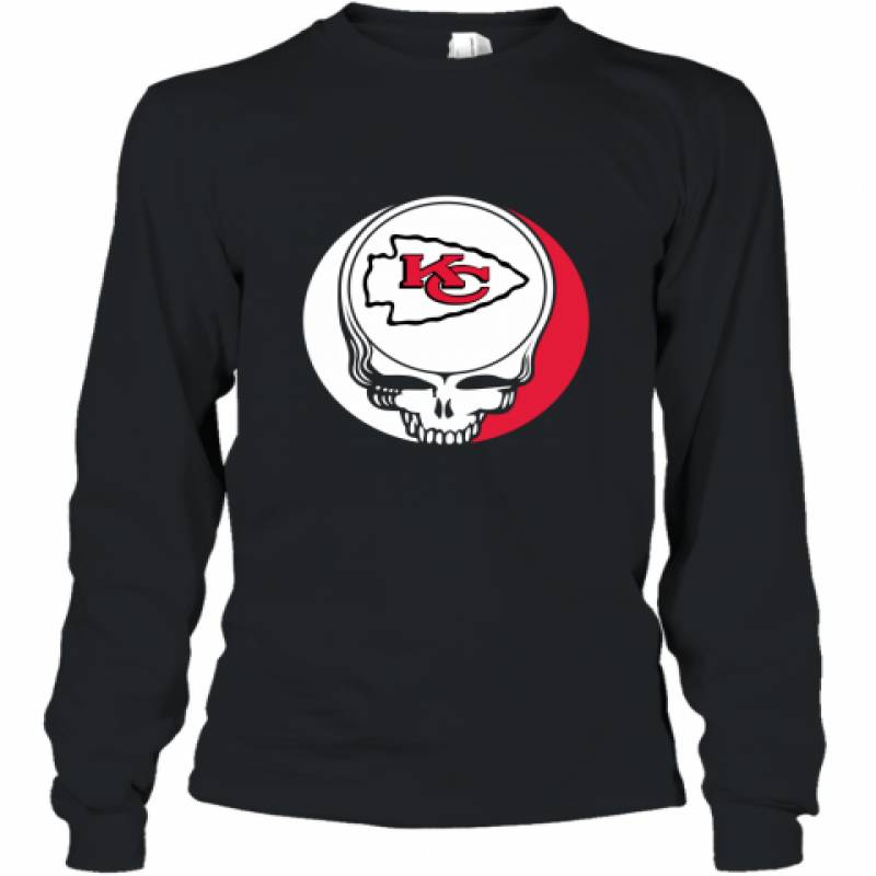 Halloween Skull Funny Football Team Kansas City Chiefs Long Sleeve T-Shirt