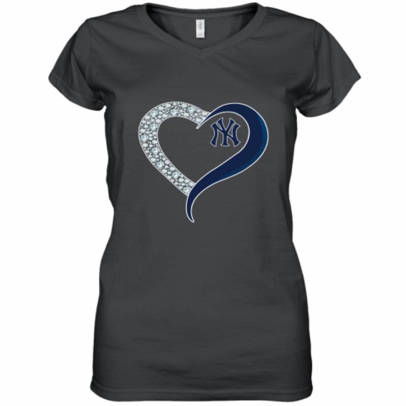 Diamond New York Yankees Heart shirt Women's V-Neck T-Shirt