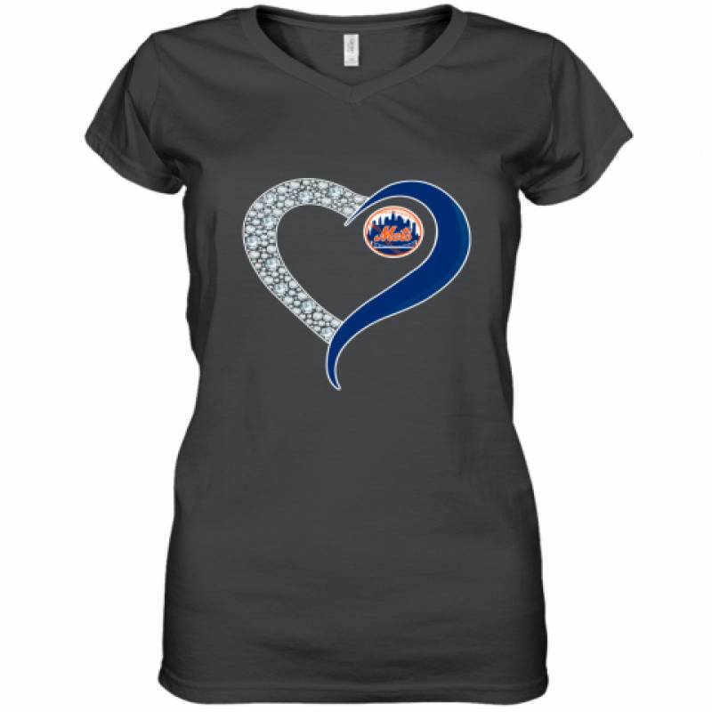 Diamond New York Mets Heart shirt Women's V-Neck T-Shirt