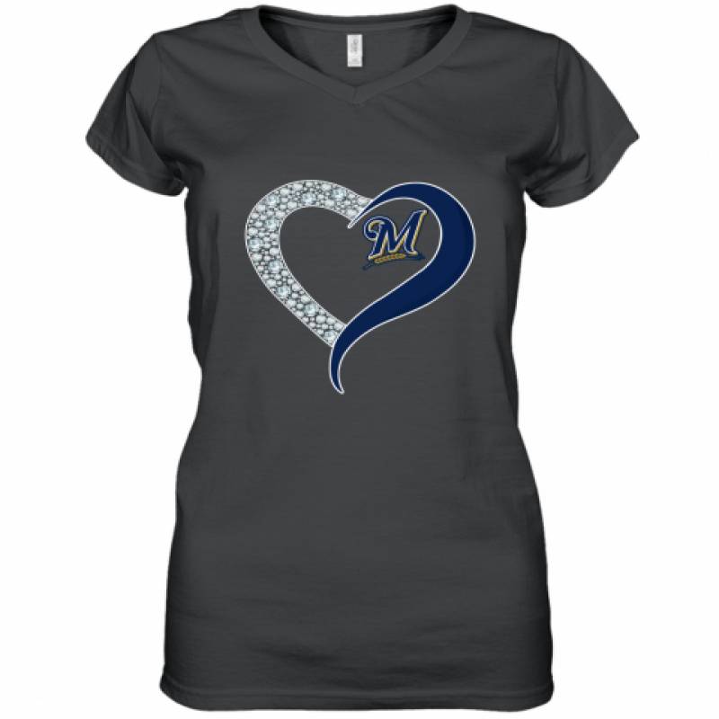 Diamond Milwaukee Brewers Heart shirt Women's V-Neck T-Shirt