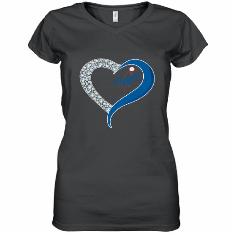 Diamond Los Angeles Dodgers Heart shirt Women's V-Neck T-Shirt