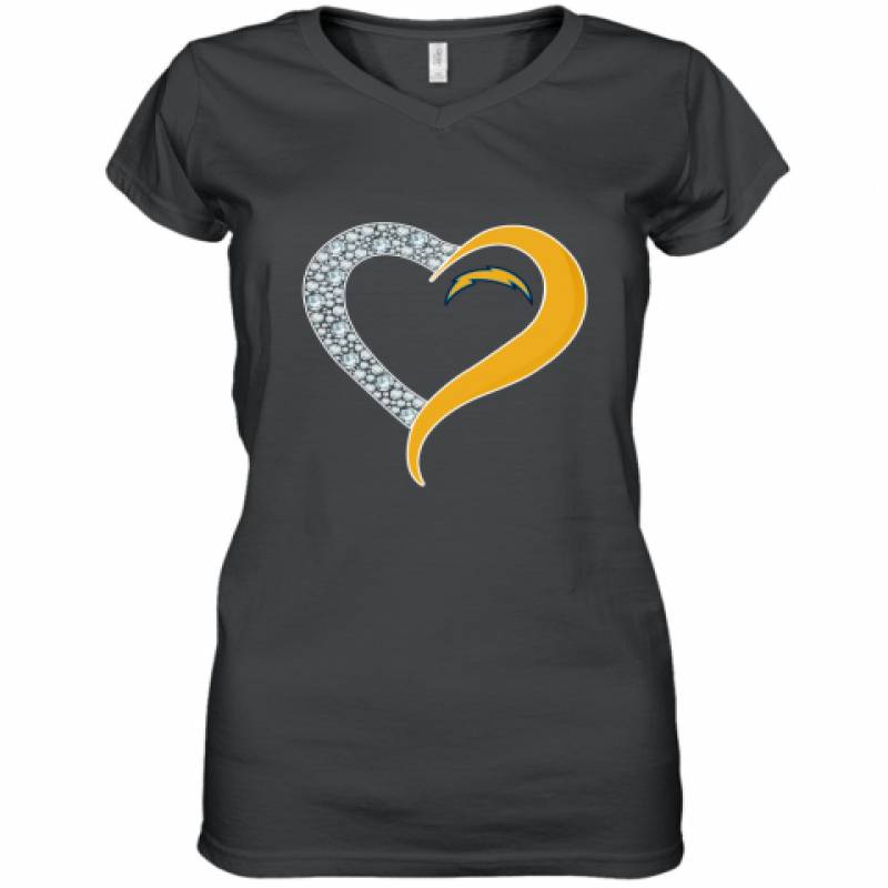 Diamond Los Angeles Chargers Heart shirt Women's V-Neck T-Shirt