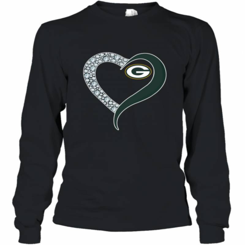 Diamond Green Bay Packers Heart shirt Long Sleeve T-Shirt