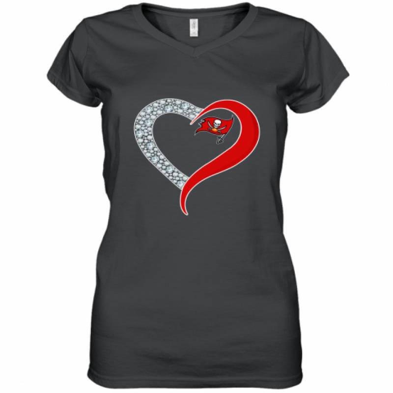 Diamond Tampa Bay Buccaneers Heart shirt Women's V-Neck T-Shirt