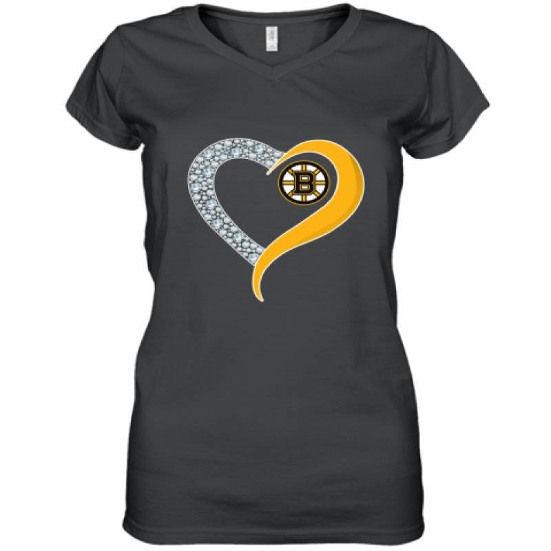 Diamond Boston Bruins Heart shirt Women's V-Neck T-Shirt