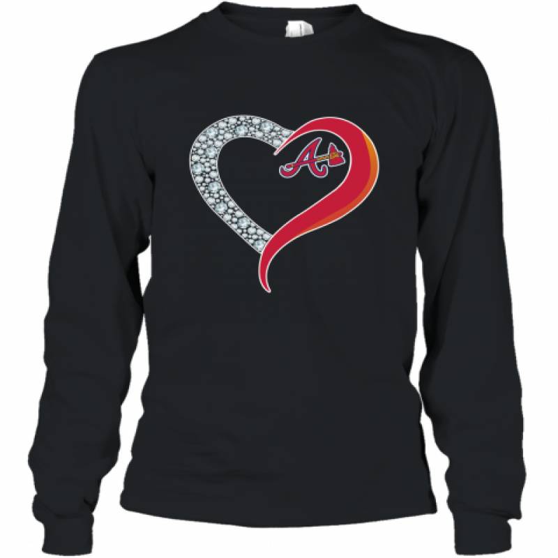 Diamond Atlanta Braves Heart shirt Long Sleeve T-Shirt