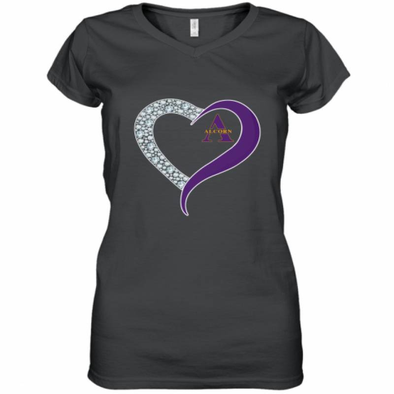 Diamond Alcorn State Braves Heart shirt Women's V-Neck T-Shirt