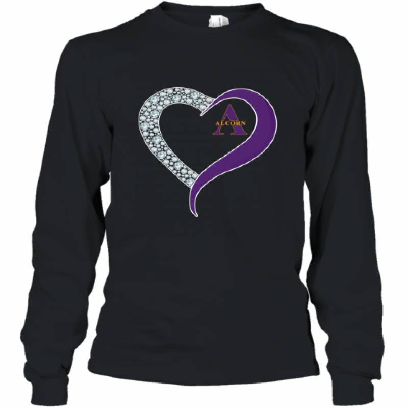 Diamond Alcorn State Braves Heart shirt Long Sleeve T-Shirt