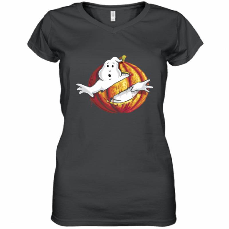 Ghostbusters Classic Logo Halloween Pumpkin shirt Women's V-Neck T-Shirt