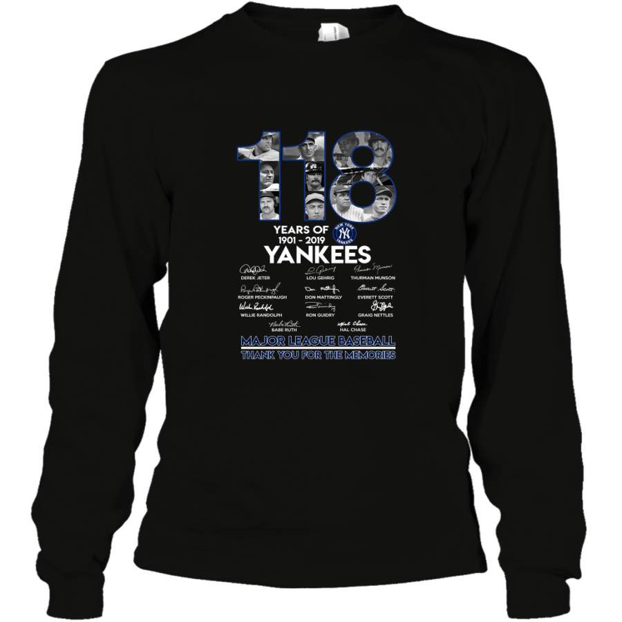 118 Years Of New York Yankees Thank You For The Memories Shirt Long Sleeve T-Shirt