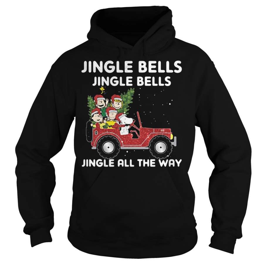 Christmas Snoopy driving red car Jingle bells jingle bells jingle Hoodie