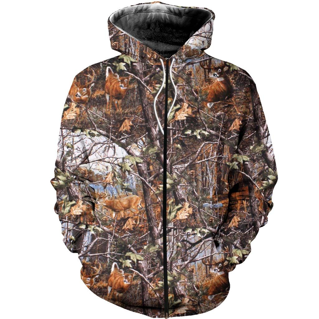 Hunting Outdoor 3D Zip Hoodie 07167