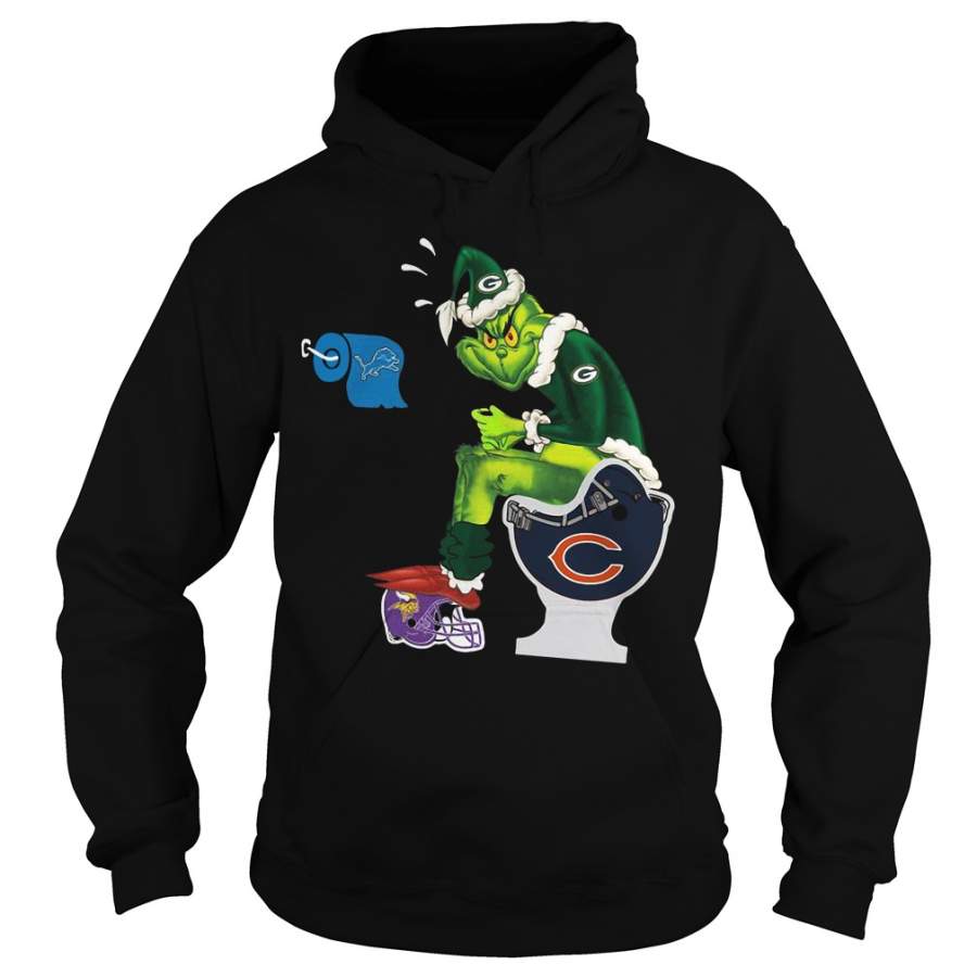 Green Bay Packers Grinch sitting on Chicago Bears Vikings Detroit – Hoodie