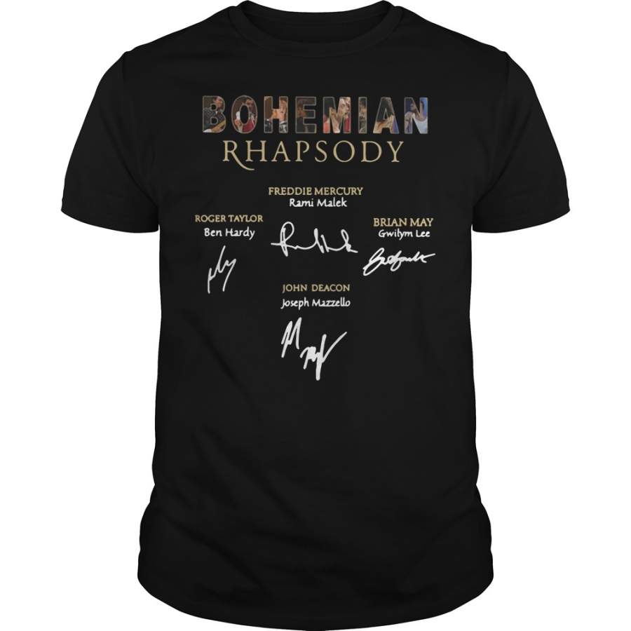 Bohemian Rhapsody Rami Malek Freddie Mercury signature T-Shirt