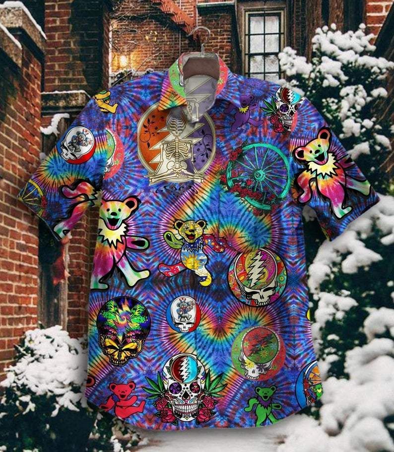 High quality Bears Grateful Dead Tie Die Unisex Hawaiian Aloha Shirt V