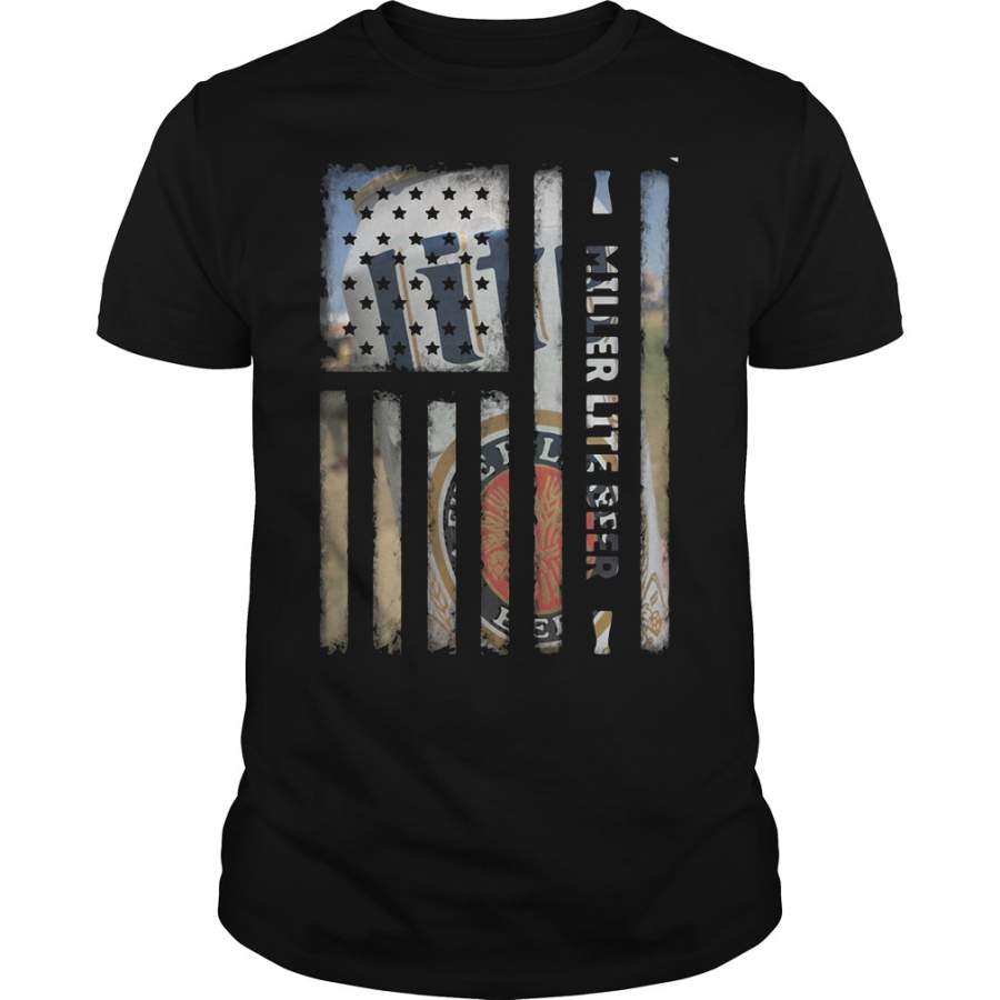 America Flag Miller Lite beer T-Shirt