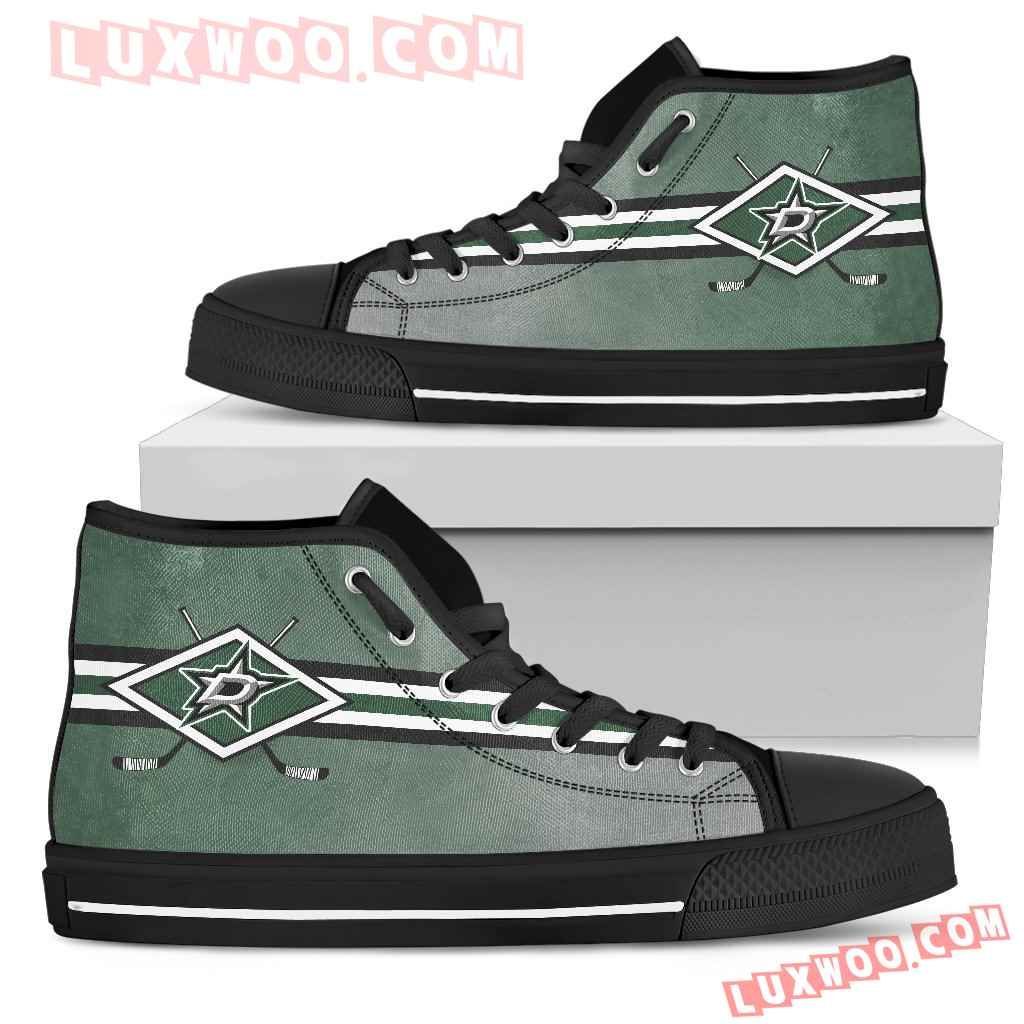 Double Stick Check Dallas Stars High Top Shoes Sport Sneakers