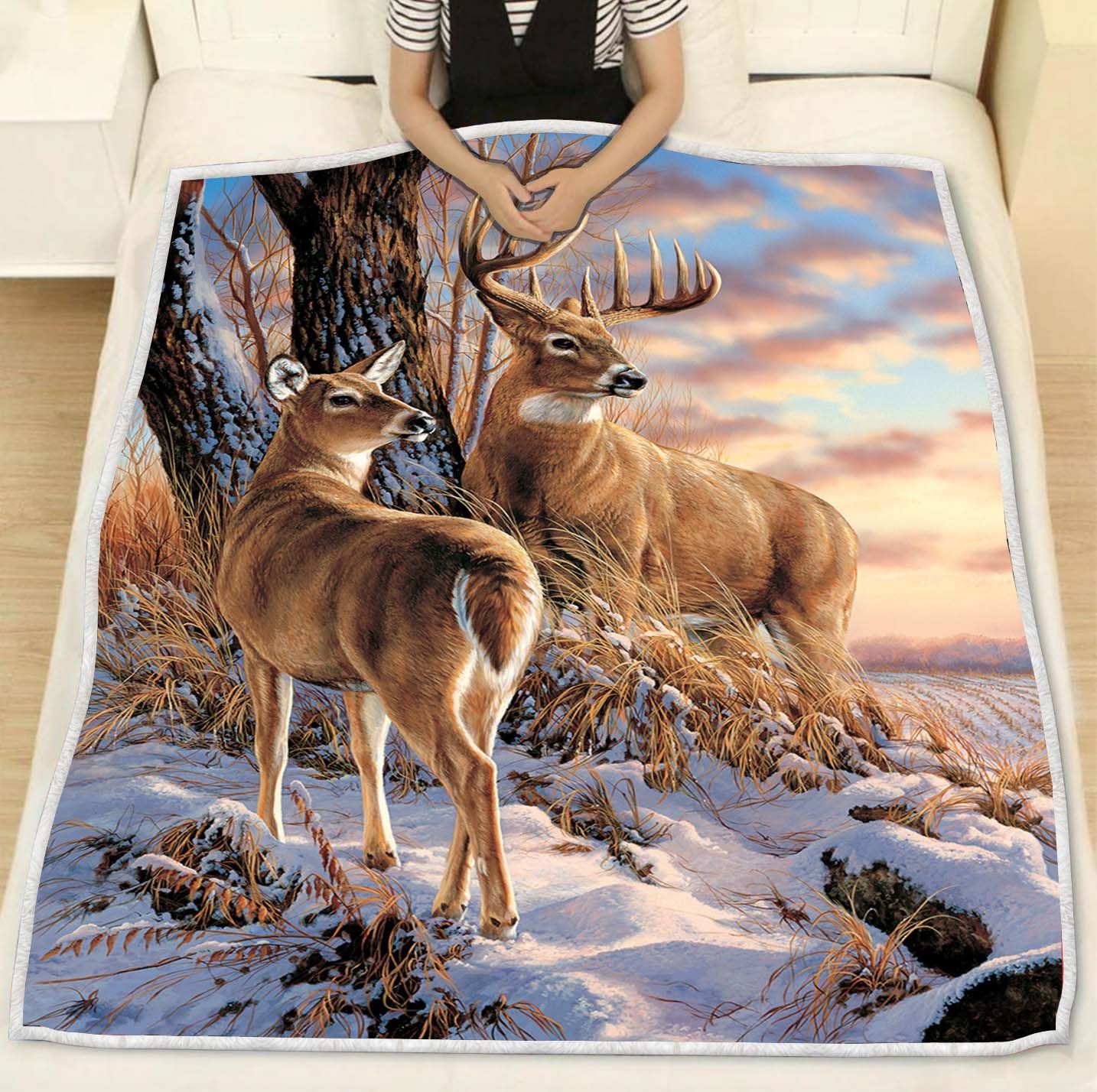 Deer Couple Hunting Blanket 06933