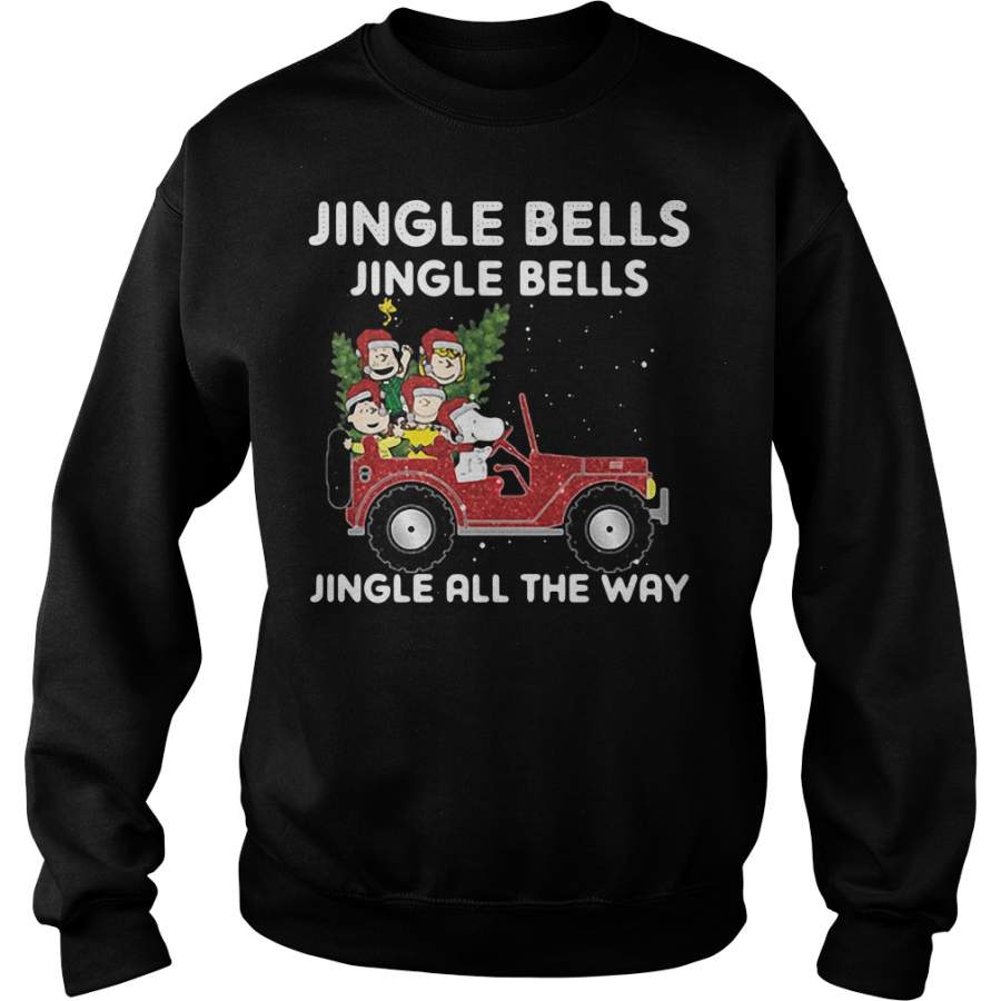 Christmas Snoopy driving red car Jingle bells jingle bells jingle Sweatshirt