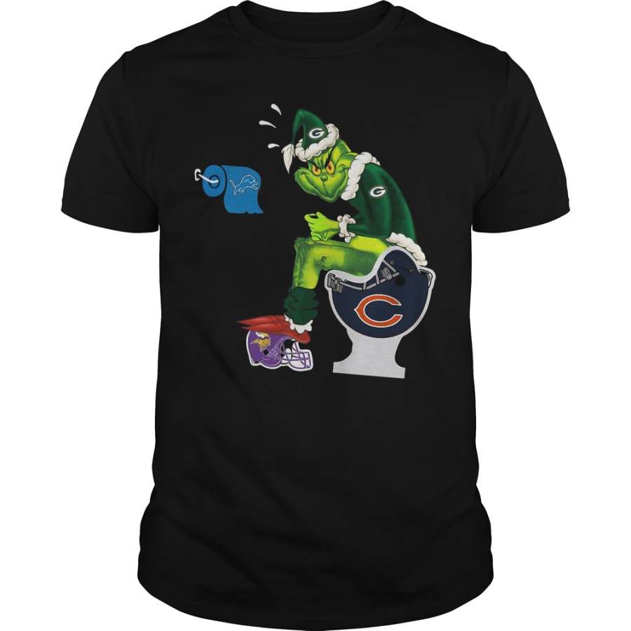 Green Bay Packers Grinch sitting on Chicago Bears Vikings Detroit – T-Shirt