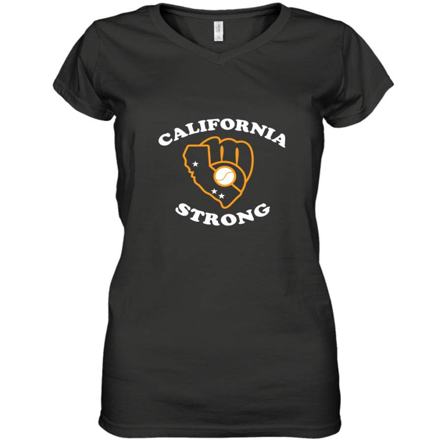 California Strong Milwaukee Brewers Shirt Women’s V-Neck T-Shirt