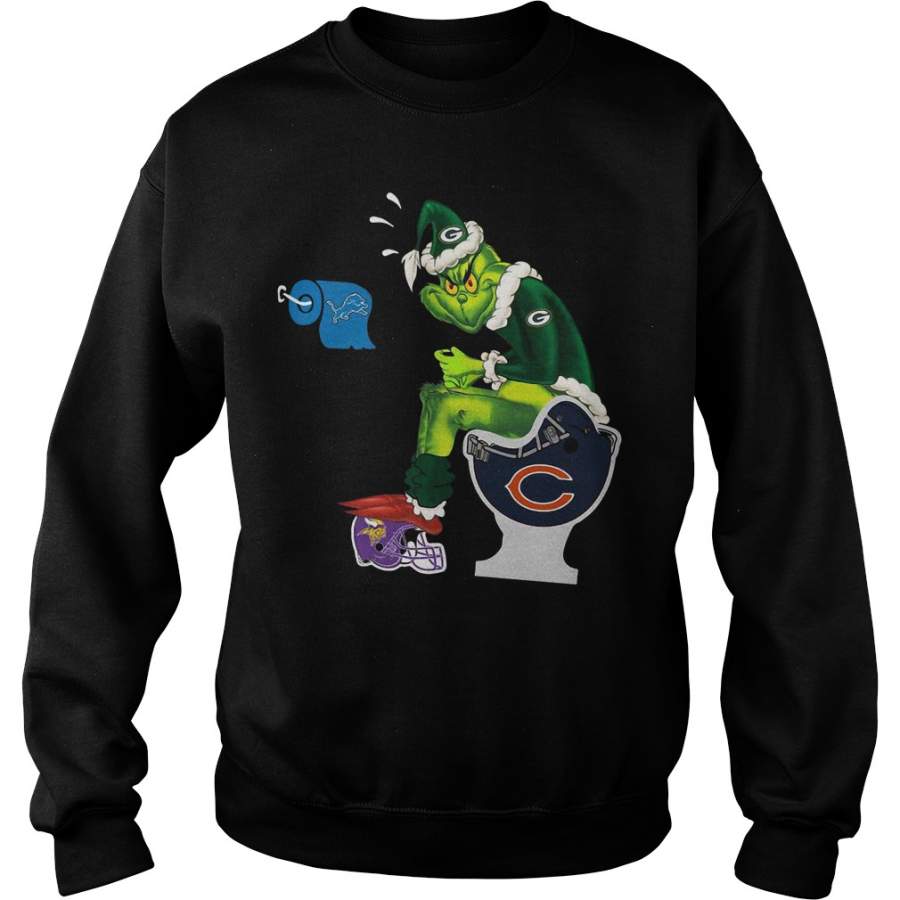 Green Bay Packers Grinch sitting on Chicago Bears Vikings Detroit – Sweatshirt