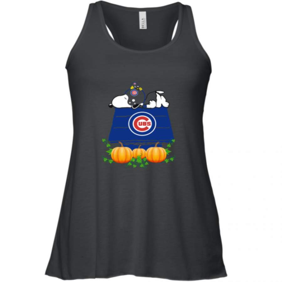 Chicago Cubs Snoopy Pumpkin House shirt Racerback Tank