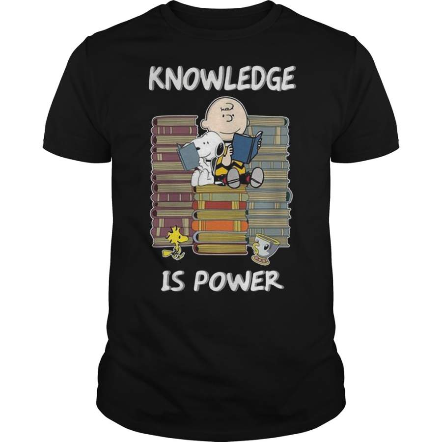 Charlie Brown and Snoopy knowledge is power reading T-Shirt