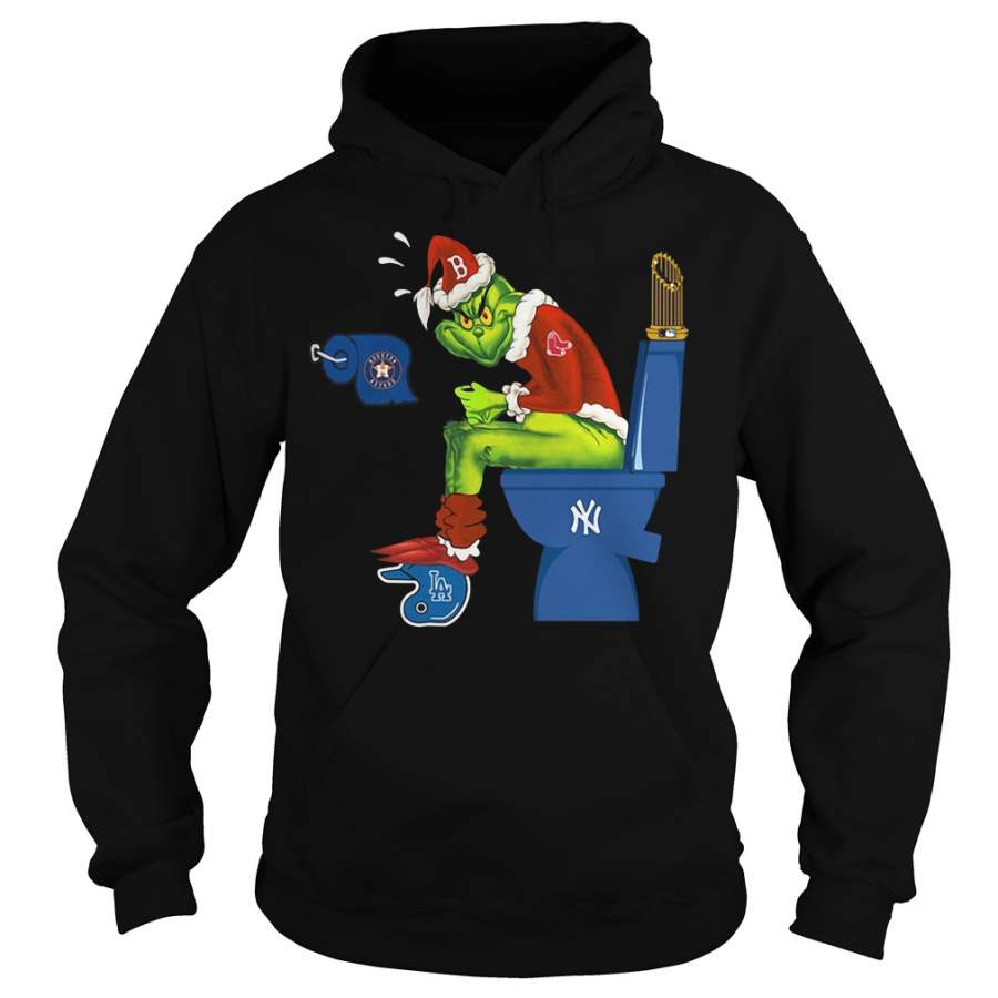 Grinch Santa Boston Red Sox peeing on Yankees and Houston Astros toilet – Hoodie