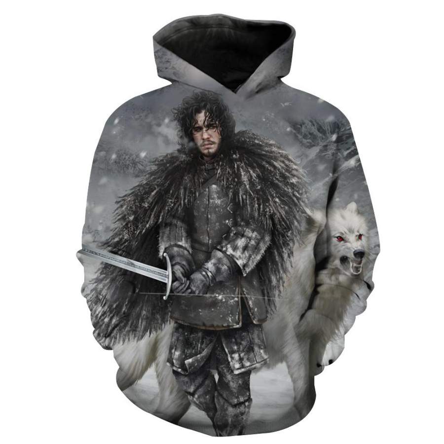 Jon Snow Hoodie – Jon Snow and Ghost Game of Thrones Clothes