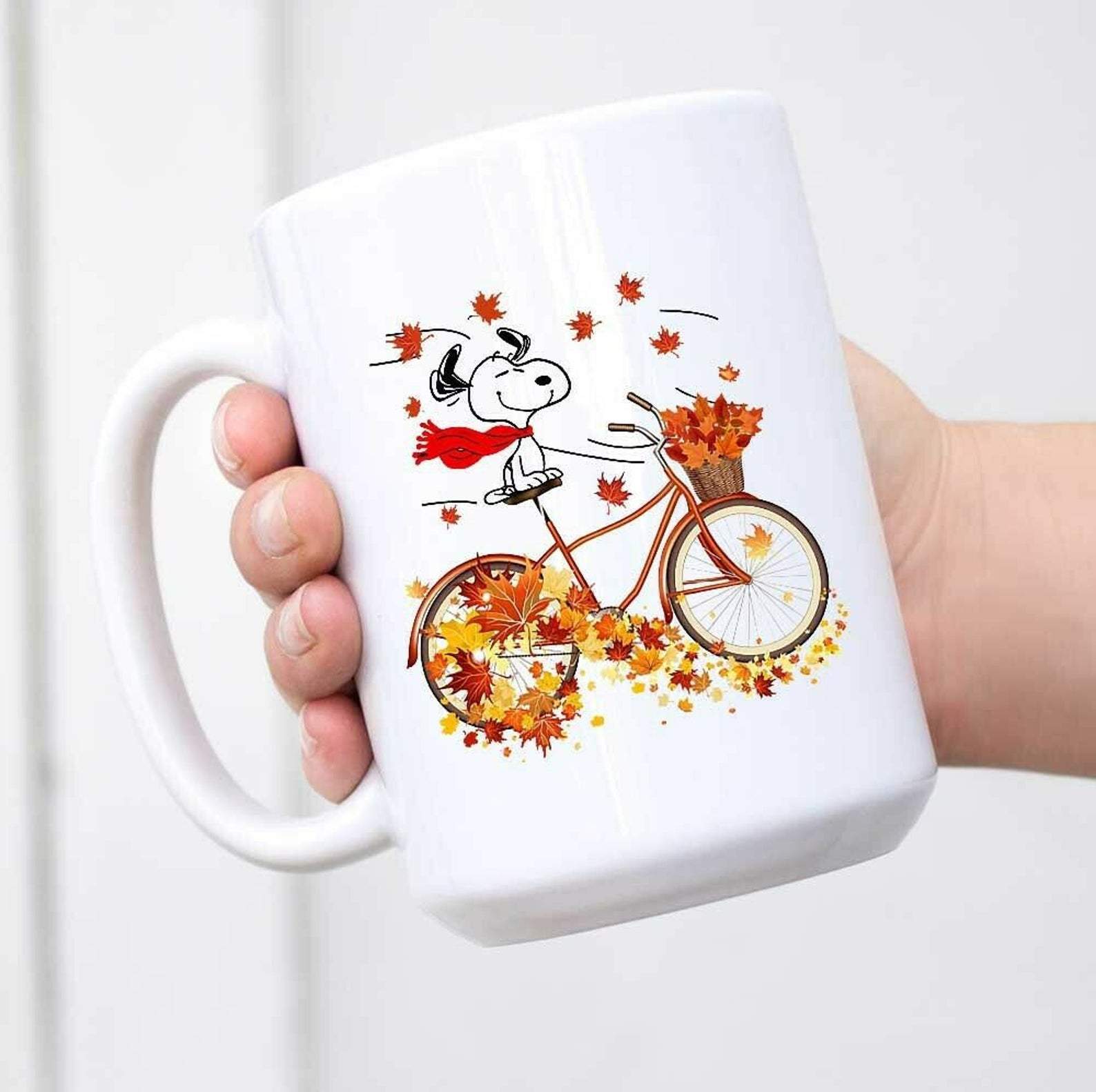 Funny Snoopy Autumn Gift Idea White Mug White Ceramic 11-15Oz Coffee Tea Cup