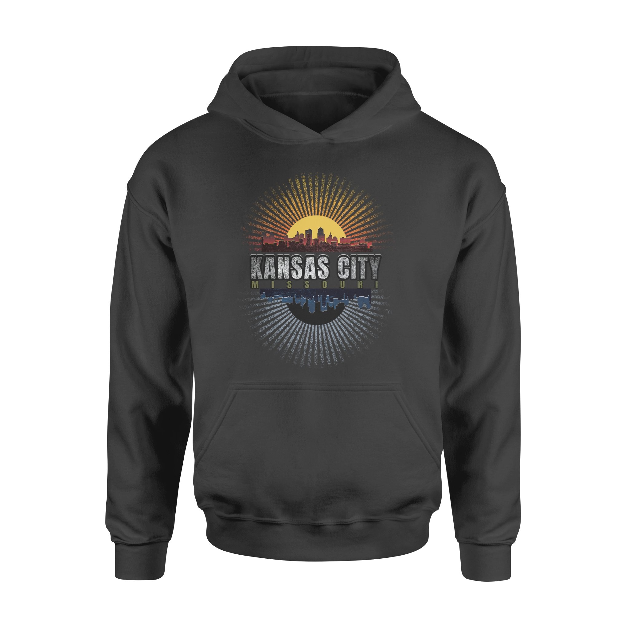 Distressed Kansas City Skyline Missouri State Map – Standard Hoodie